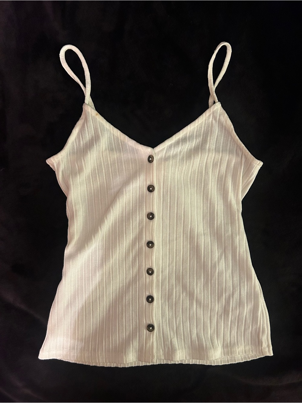 H&M White Ribbed Button-Front Camisole